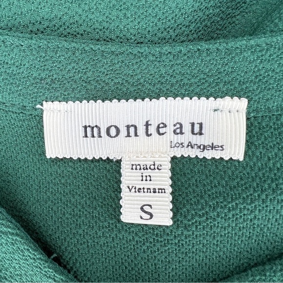 Monteau Green Long Sleeve Button Down Blouse Womens Small Stretch - Picture 6 of 7